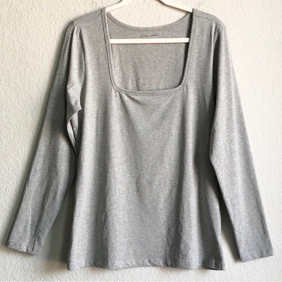 Universal Standard Foundation Square Neck Long Sleeve Tee Heathered Grey XS L - Picture 1 of 15